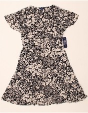 CHAPS Womens A-Line Dress UK 14 Large Black Floral Polyester CN46