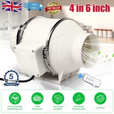 High Power In Line Loft Mounted Extractor Fan - Bath, Wet Room, Shower 4" 6"inch