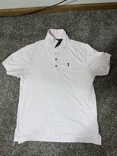 William Murray Polo Shirt Mens Medium Pink Geometric Print Martini.