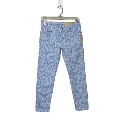 Michael Kors blue floral Izzy cropped skinny jeans size 0P
