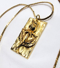 Vintage Anson 12K GF Rose Flower Pendant Necklace