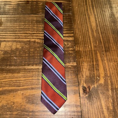 ROBERT TALBOTT Best of Class Tie Bright Multicolored Striped 100% Silk USA Made