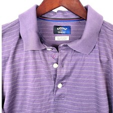 Callaway Golf Collection Purple Striped Polo Shirt Mens Size L Short Sleeve