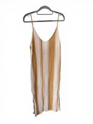 Thread & Supply Striped Maxi Slip Dress in Tan and Cream