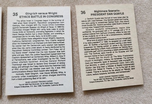 Vintage 1989 Eclipse Enterprises "Bush League" Non-Sport Trading Cards - Picture 14 of 14