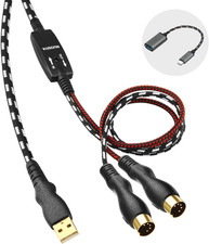 MIDI Cable, MIDI to USB Interface Cable 4.5FT,MIDI Interface In-Out to USB Cord