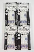 4 Sensationail Gelvolution Gel Shine Finish Press On Nails #72139 gray & white
