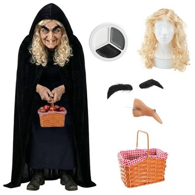 Kostüm Set Böse Königin Hag für Erwachsene - Cape, Perücke, Nase, Make-up & K...