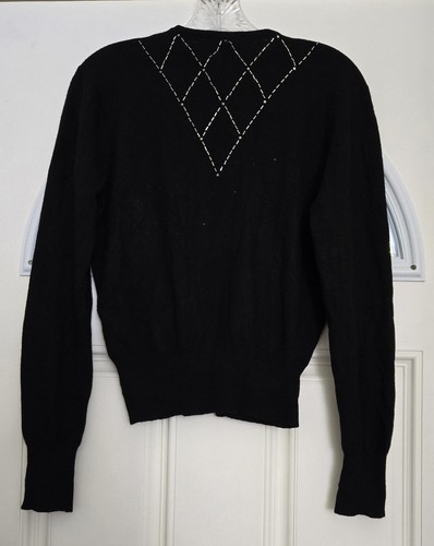 VTG Dalton Cashmere Nannette Cashmeres Cardigan Women XS/S? Blck Rhinestone Knit - Picture 21 of 21
