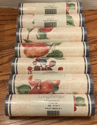Longaberger Lot of 7 Fruit Medley Wallpaper Borders. New 6.75 Inches X 5 Yards