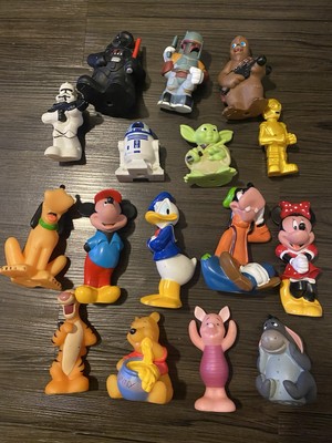 16 Piece Lot Bundle Disney Star Wars Winnie The Pooh Rubber Toddler Bath Toys 