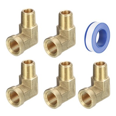 5 Pack 1/8'' NPT Male x 1/8'' NPT Female 90 Degree Street Brass Elbow Pipe Fitting