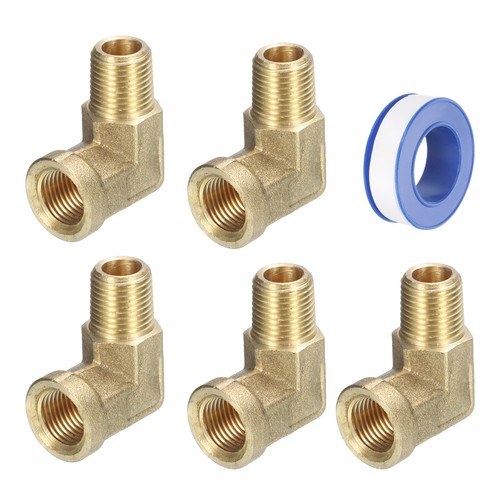 5 Pack 1/8" NPT Male x 1/8" NPT Female 90 Degree Street Brass Elbow Pipe Fitting