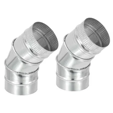 2 Pack 4" OD Elbow 45 Degree Duct Pipe Connector HVAC Ventilation Flue Tube