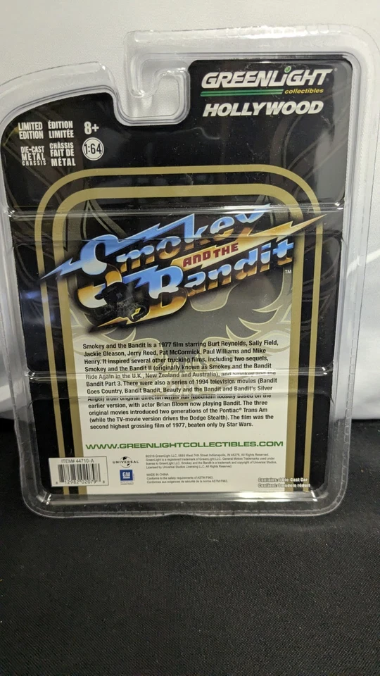 1977 PONTIAC FIREBIRD TRANS AM “Smokey & the Bandit" - 1:64 - GREENLIGHT SEALED - Image 2 of 4
