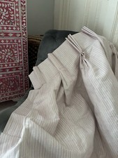 DESIGNER BESPOKE BLACKOUT STRIPE TICKING FRENCH PINK PLEAT MID LENGTH CURTAINS