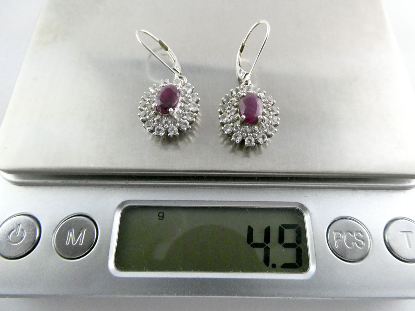 Designer Sterling Silver Ruby and White Topaz Hal… - image 7