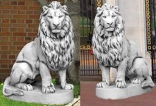 2 Löwen Set (S103037+S103038) Torwächter Gartenfiguren Statuen Steinguss 135 cm