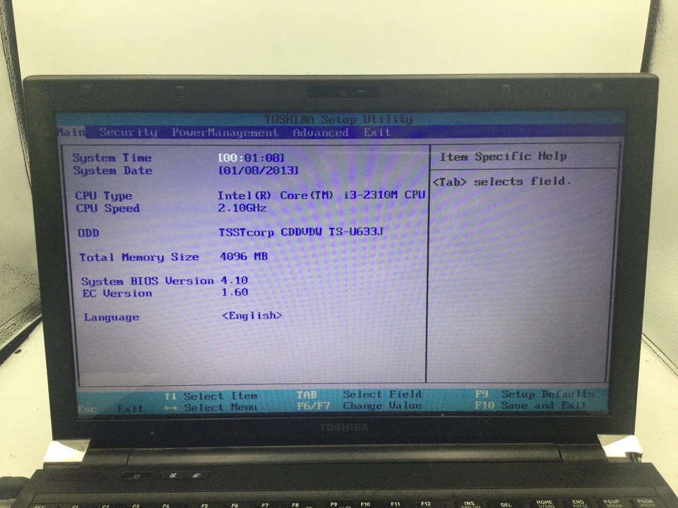 TOSHIBA TECRA R850 - BOOTS TO BIOS - INTEL CORE I3 2310 - 4GB RAM - READ DESC-BB - Image 2 of 4