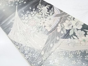 日本和服 复古西阵织obi 白金箔 编织花 B Ebay