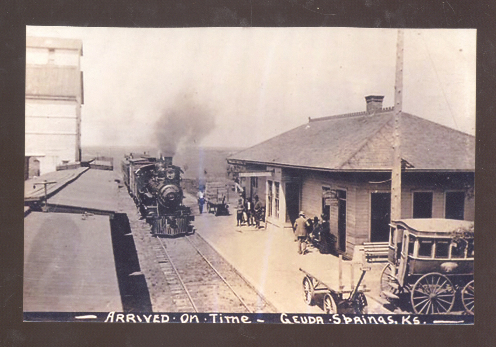 REAL PHOTO GEUDA SPRINGS KANSAS RAILROAD DEPOT TRAIN STATION POSTCARD COPY eBay