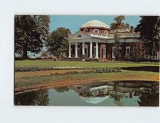 Postcard West Front Fish Pond Garden Monticello Thomas Jefferson Home USA