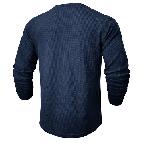 Mens Ribbed Henley Shirts Long Sleeve Button Grandad Plain Casual Tops T-Shirt - Picture 21 of 34