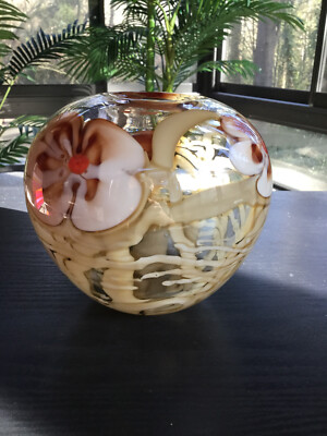 Rich Miller hand blown glass bowl studio art glass vase bowl