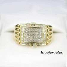 Men's 3CT Round Cut Lab Created Diamond Engagement Ring 14K Yellow Gold Finish