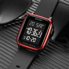 SKMEI 1858 Mens Fashion LED Light Digital Display 5 Bar Waterproof Wristwatches