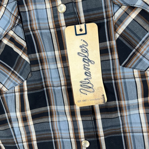 NEW! Wrangler Pearl Snap Shirt MENS SMALL Plaid Long Sleeve Cotton/Polyester - Picture 7 of 11