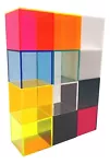 4x4x4 Clear & Colorful Acrylic Display Boxes Decorative Cube Stands, Tray Bin