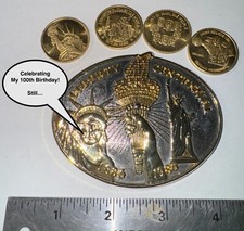 FINAL BELT BUCKLE BLOWOUT: Statue Of Liberty Centennial w/Cool Tokens BB-45