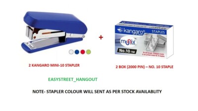 2 x Kangaro Mini-10 Taschenhefter + 2000 Nr. 10 Heftklammern, KOSTENLOSER VER...