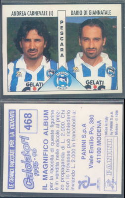 FIGURINE FOOTBALLERS PANINI 1995/96-PESCARA, CARNIVAL/GAINNATALE-N.468-NEW