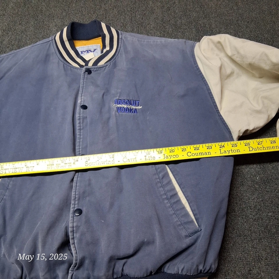Chaqueta Bomber Acolchada De Colección MV Sport Absolut Vodka Stadium 2 Tonos Hombres Talla Grande Foto 4 de 4