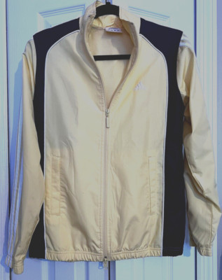 adidas  Windbreaker Jacket -  yellow with navy. 3 stripe jacket is bright yellow