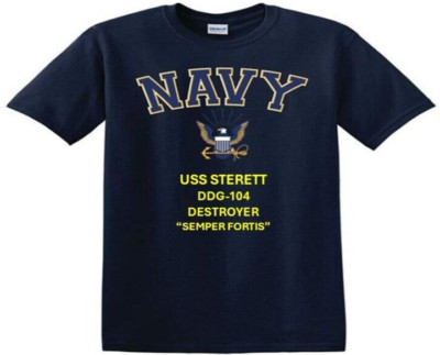 USS STERETT  DDG-104* DESTROYER*EAGLE SHIRT. NAVY OFFICIALLY LICENSED
