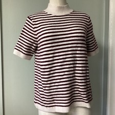 LOFT Women  s Size Small Sweater Fabric Knit Mixed Short Sleeves Striped