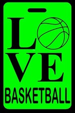 Hi-Viz Green LOVE Basketball Bag Tag - Free Personalization