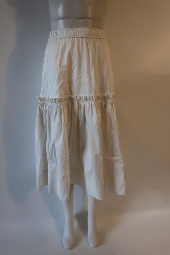Womens A.L.C. White Louisa Cotton Poplin Tiered Midi Skirt 0