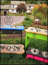 ELEVATED FOOD  WATER STATION - 8 " Medium Size Dog Feeder Amish Handmade in USA