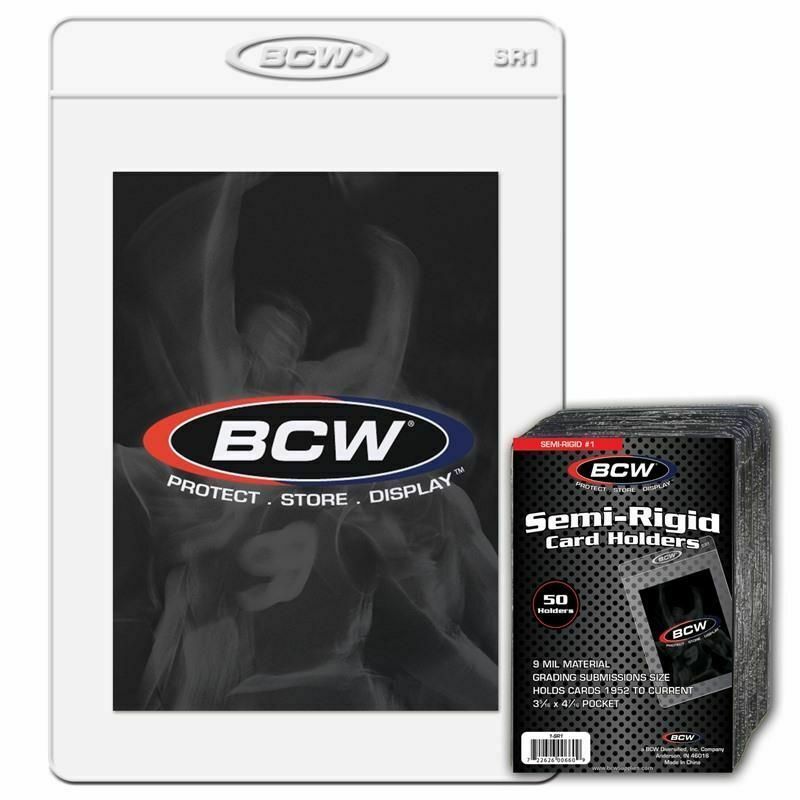 BCW Semi-Rigid Card Holders (SR#1) - Grading Submission, 5 To 200 Count Options, Clear