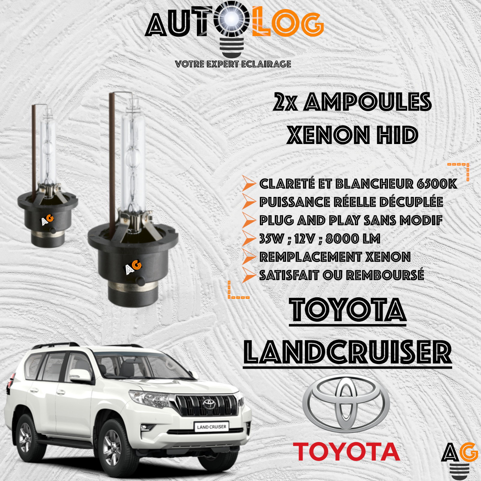 Kit 2x ampoules xenon hid Toyota Landcruiser 35W rechange d'origine D4S