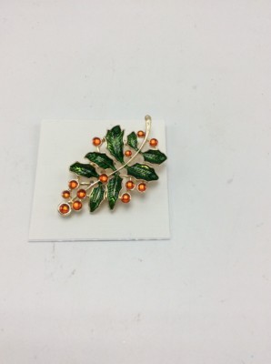 $24 Design Lab Lord & Taylor Holly Branch brooch pin  RG Graziano  E118