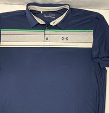 Under Armour Polo Shirt Loose Fit Golf Short Sleeve HeatGear UA Blue Men 2XL