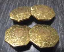 Antique Edwardian Ornate Gold Plate Gold Shell 14K Mens Cufflinks No Monogram!