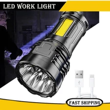 Super Bright Flashlight Rechargeable Spotlight Battery COB Light Outdoor Work 