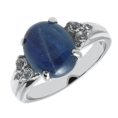 Cocktail Ring Real Silver 925 Sterling Silver Rhod Tanzanite and Topaz Ladies Ring
