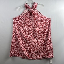 Cupshe Swim Cover Up Dress Womens Halter Swing Red White Flowy size Large New